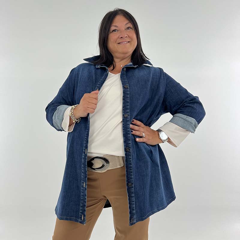 Maxi camicia/blazer in jeans blu Koiba
