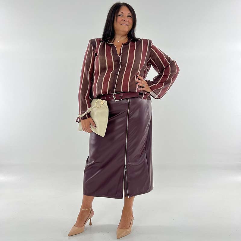 Camicia curvy  manica ampia e spalline a fantasia